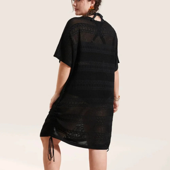 Bloomchic V Neck Cut Out Drawstring Swim Cover Up XL us size 14 - Picture 2 of 5